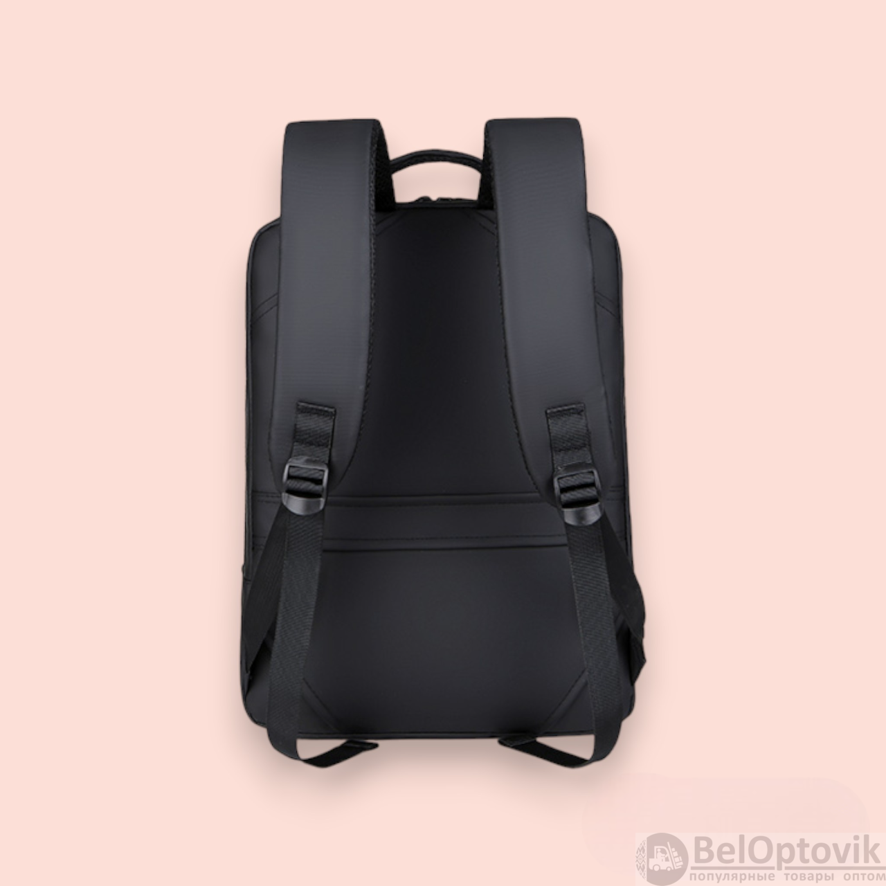 Городской рюкзак для ноутбука до 15,6" с креплением для чемодана и отделением для наплечных ремней, черный